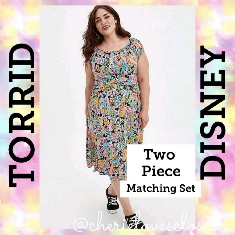 TORRID DISNEY Mickey Mouse and Friends Retro Top & Skirt Set! NWT! 👗